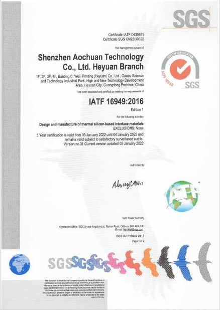 China Shenzhen Aochuan Technology Co., Ltd Certification